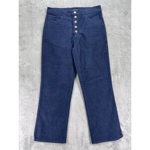 Lucky Brand Corduroy Pants Womens 10/30 Bridgette Crop Mini Bootcut Blue
